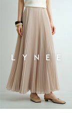 Elegant Chiffon Pleated A-Line Maxi Skirt