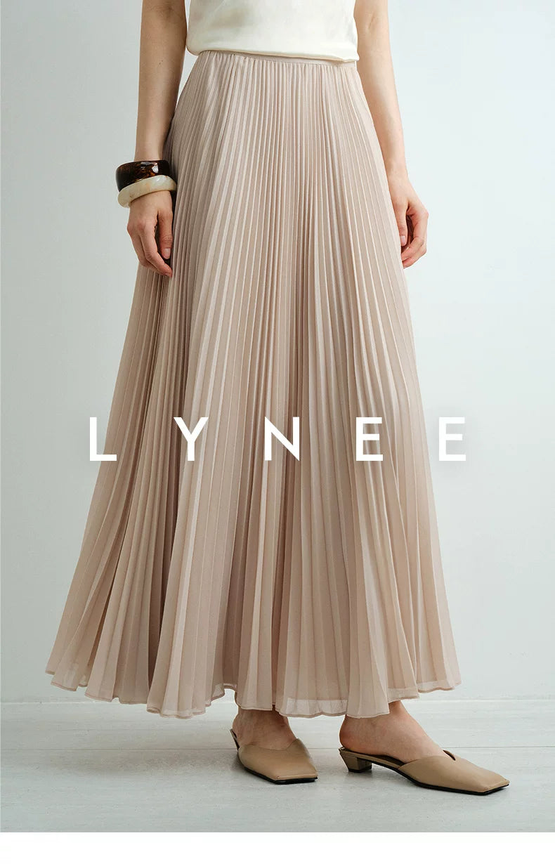 Elegant Chiffon Pleated A-Line Maxi Skirt