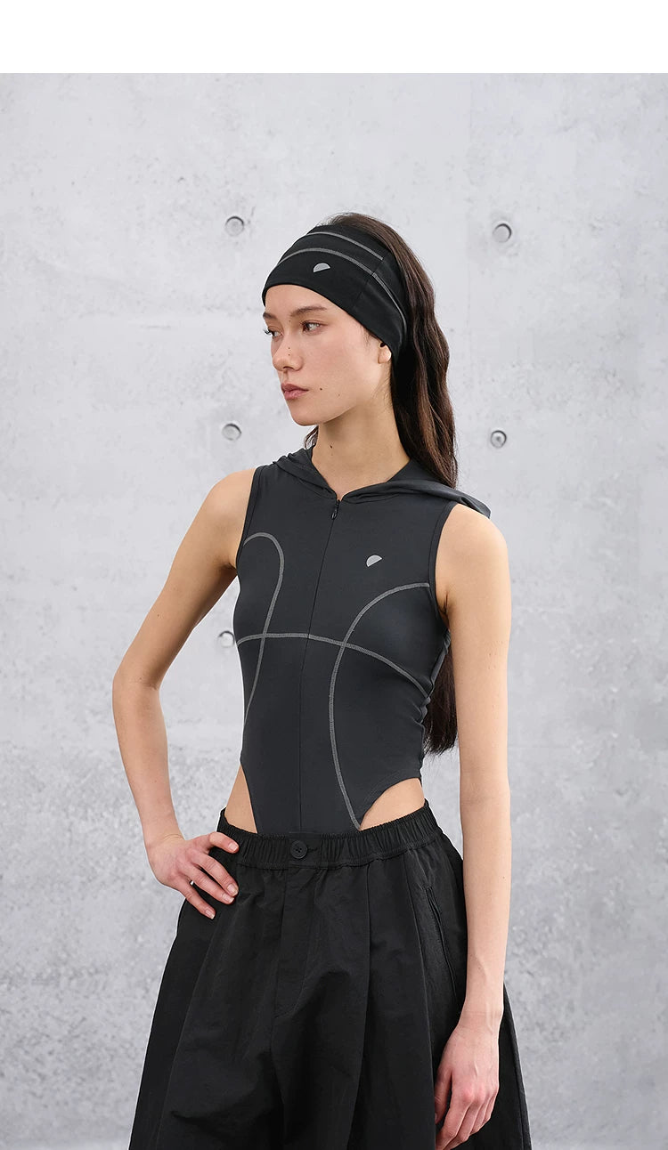 Summer Slim-Fit Sleeveless Hooded Romper T-Shirt
