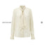 White Paisley Ruffle Tie-Neck Blouse