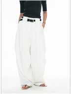 Wrinkle-Resistant Draped Wide-Leg Parachute Pants