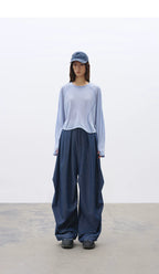 Loose Casual Wide-Leg Drapey Jeans