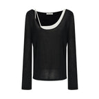Asymmetric Faux Two-Piece Knit Top