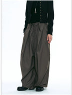Wrinkle-Resistant Draped Wide-Leg Parachute Pants