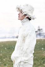 Vintage Asymmetric Chunky Knit Sweater with 3D Leaf Fringe