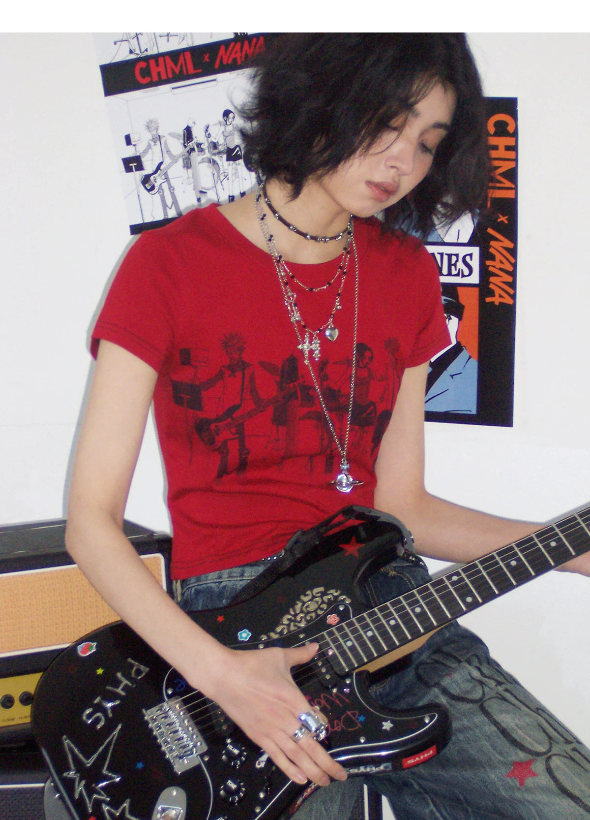 NANA Collaboration Vintage Graphic Fitted T-Shirt