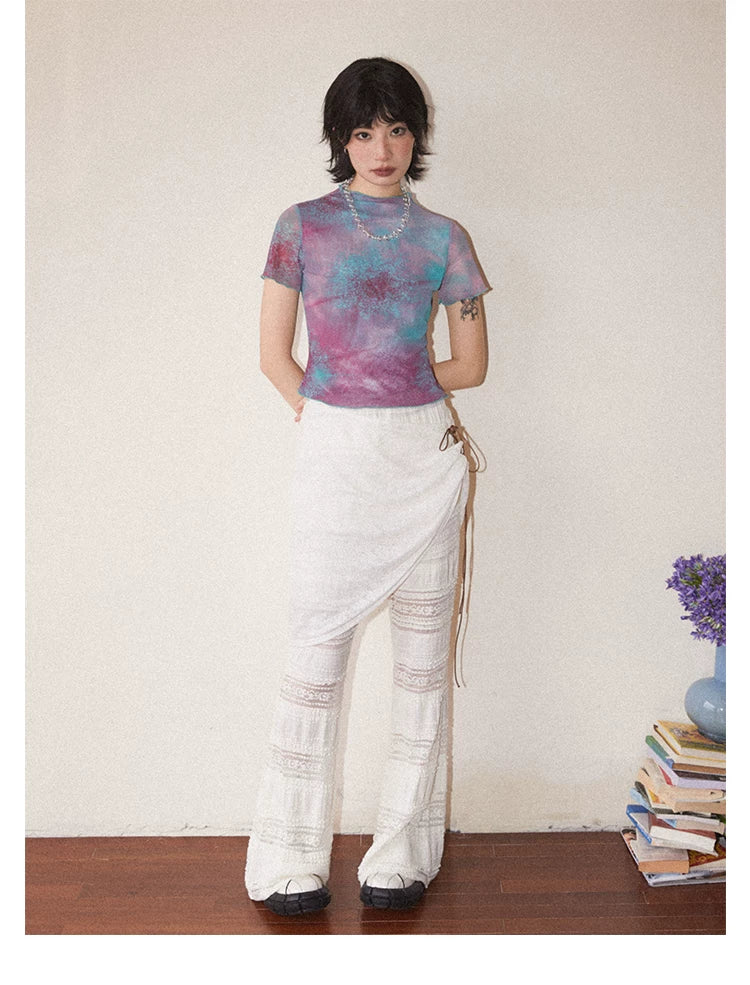 Galaxy Print Stretch Mesh T-Shirt