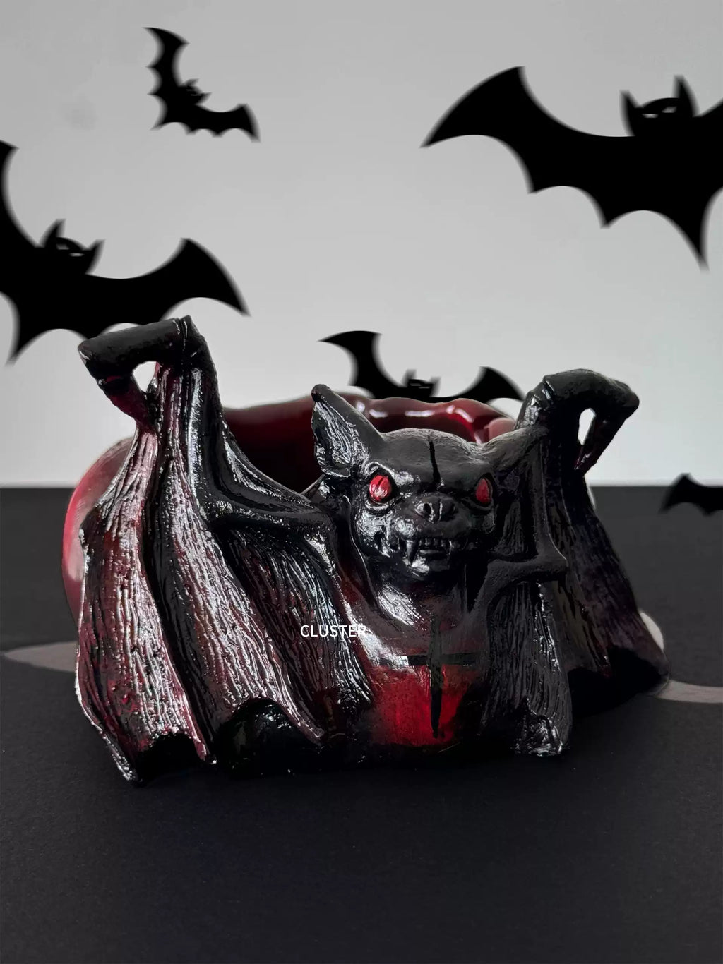 Gothic Red & Black Skull Ashtray