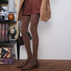 Whimsical Christmas Tree Graphic Mocha Brown Tights