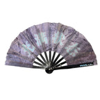 Purple Speckled Folding Fan with Glitter Finish & Lobster Clasp