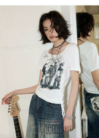 NANA Collaboration Portrait Graphic Drawstring Cropped T-Shirt