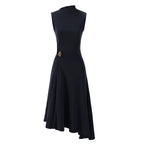 French Style Sleeveless Knot Detail Casual Work Dress