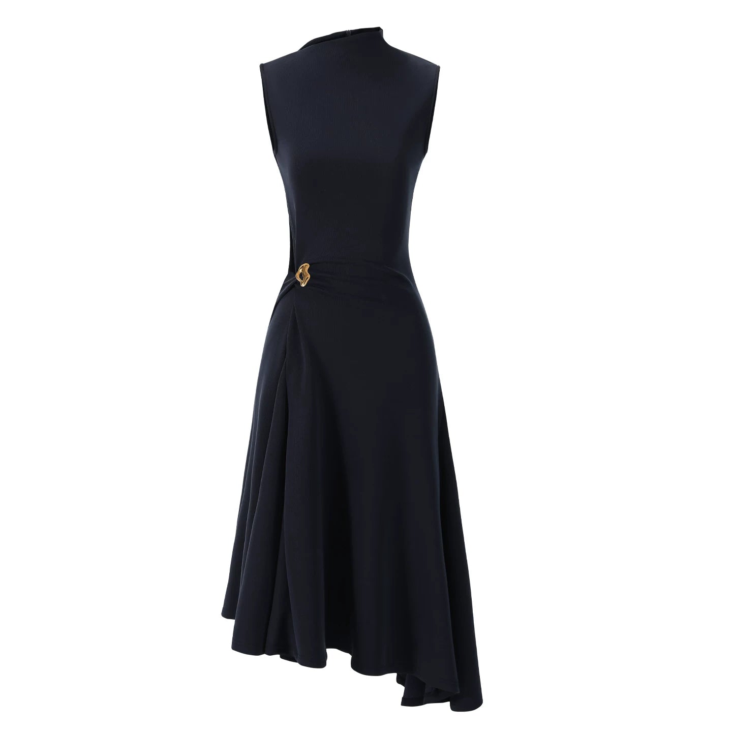 French Style Sleeveless Knot Detail Casual Work Dress