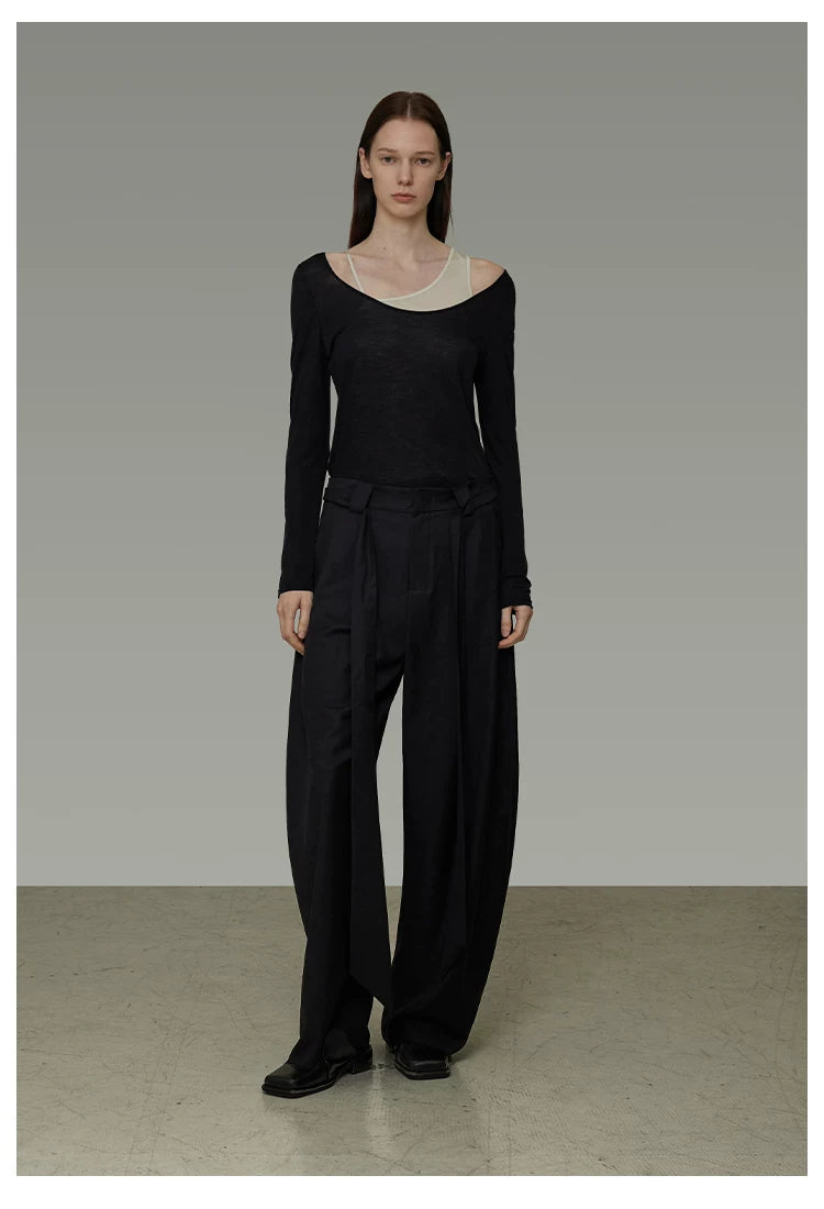 Asymmetric Faux Two-Piece Knit Top