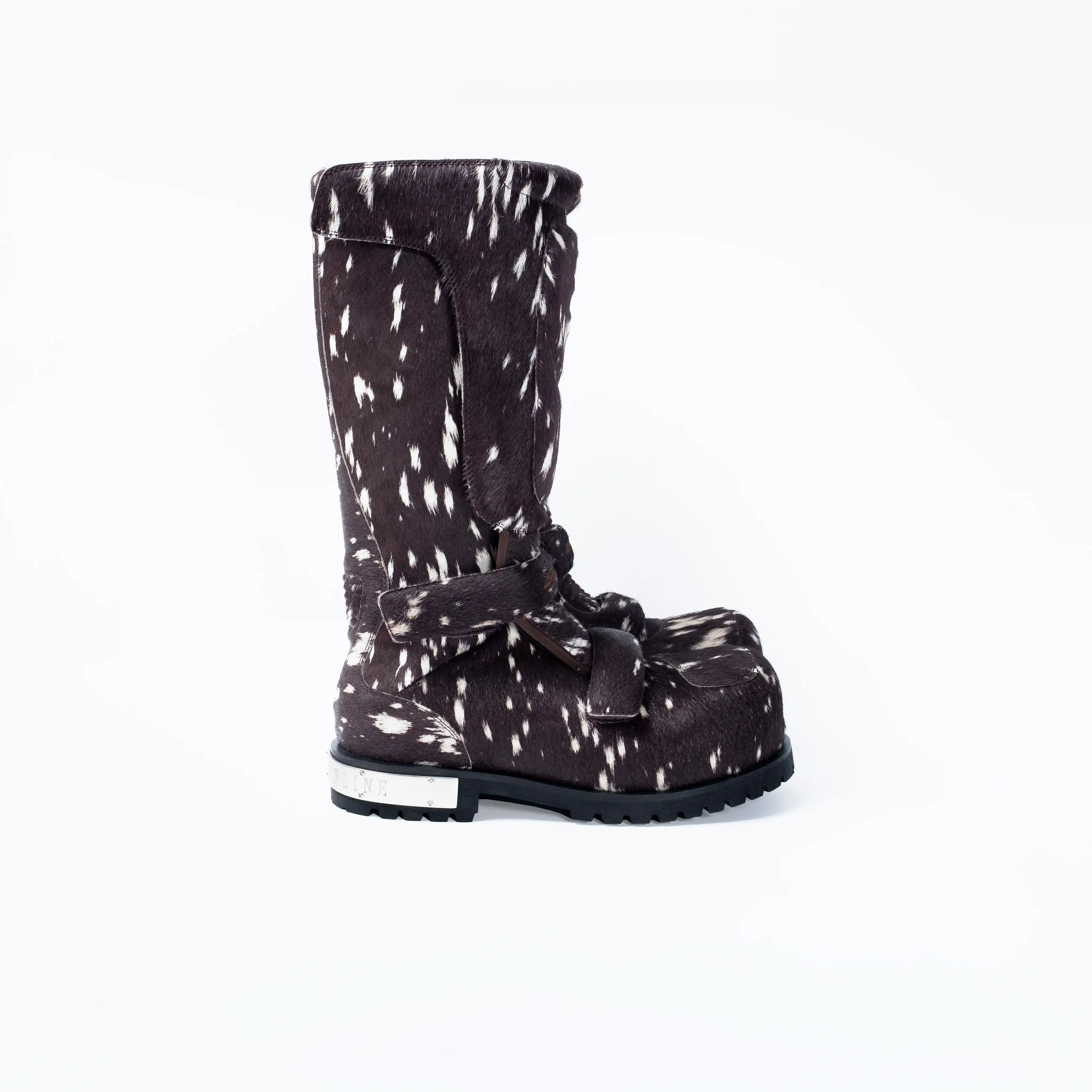 FVVO Armored Spotted Pony Hair Mid-Calf Boots