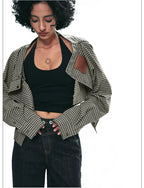 Deconstructed Plaid Shirt Dress with Irregular Two-Way Design