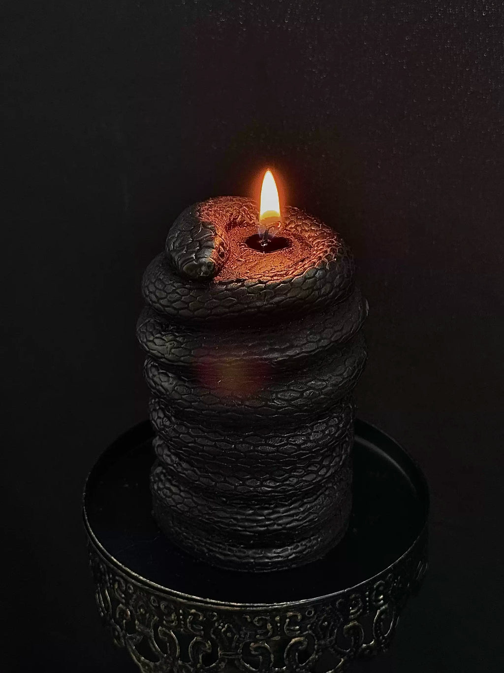 Dark Gothic Coiled Serpent Scented Candle