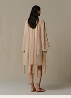 Mulberry Silk Semi-Sheer Tie-Neck Blouse