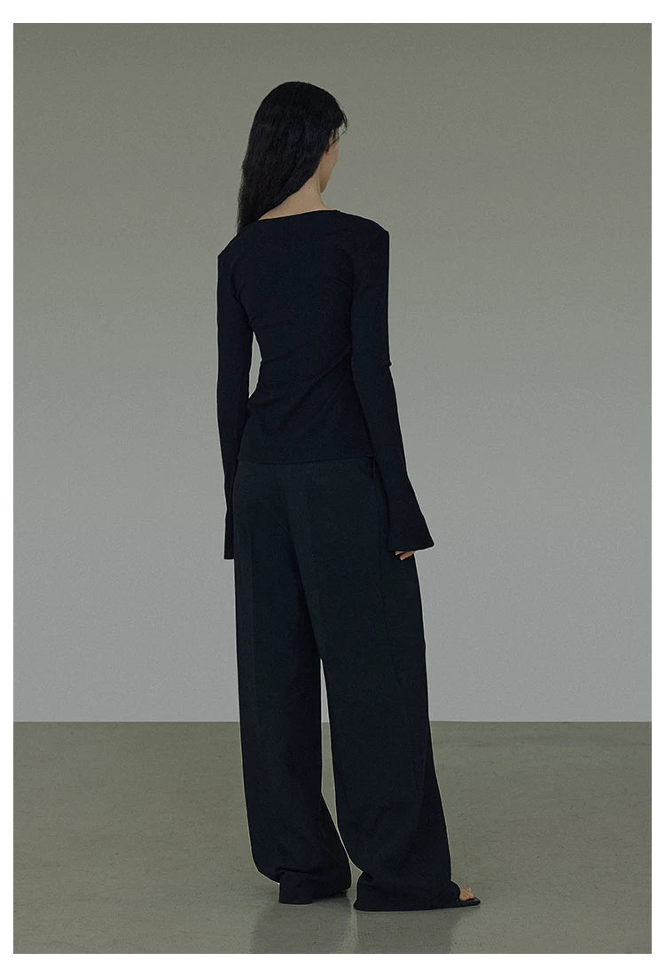 Vintage V-Neck Slim-Fit Elegant Knit Top