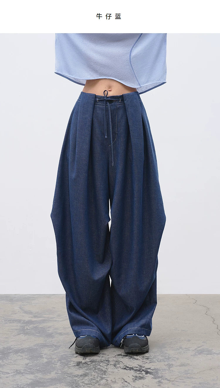 Loose Casual Wide-Leg Drapey Jeans