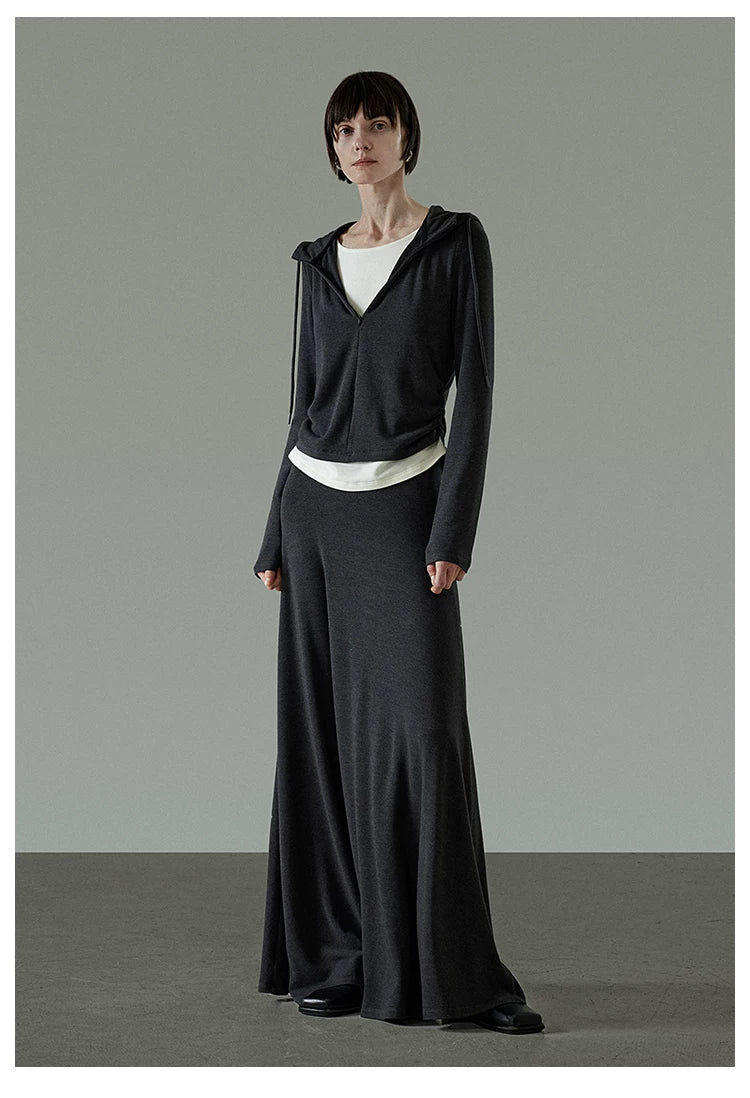Spring Loose-Fit Slim Flowy Maxi Skirt