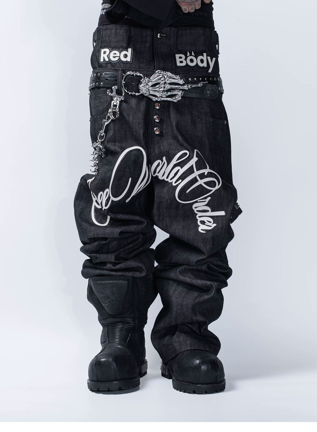 FVVO PunkFreeGuys Patch & Stud Pants