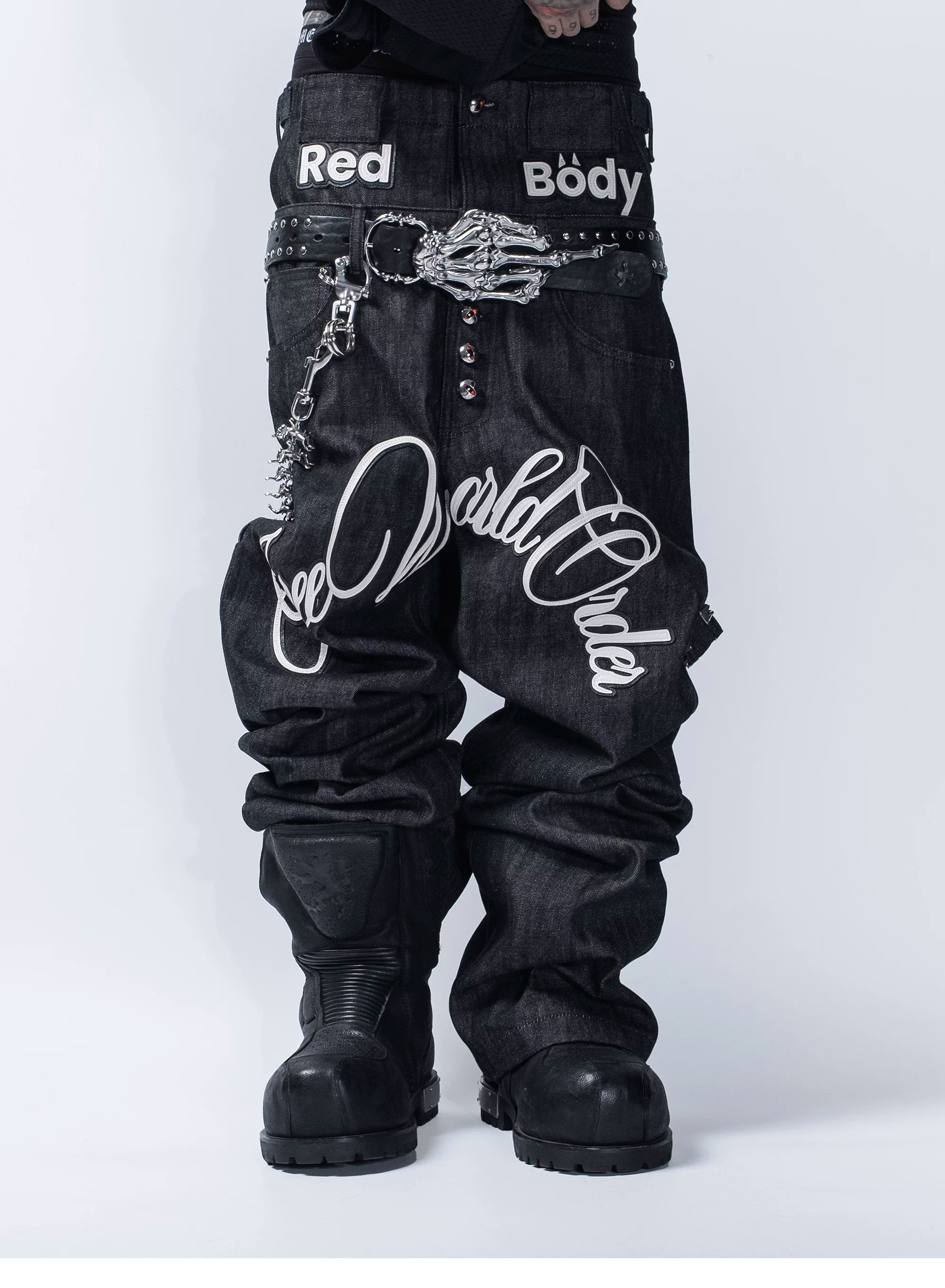 FVVO PunkFreeGuys Patch & Stud Pants