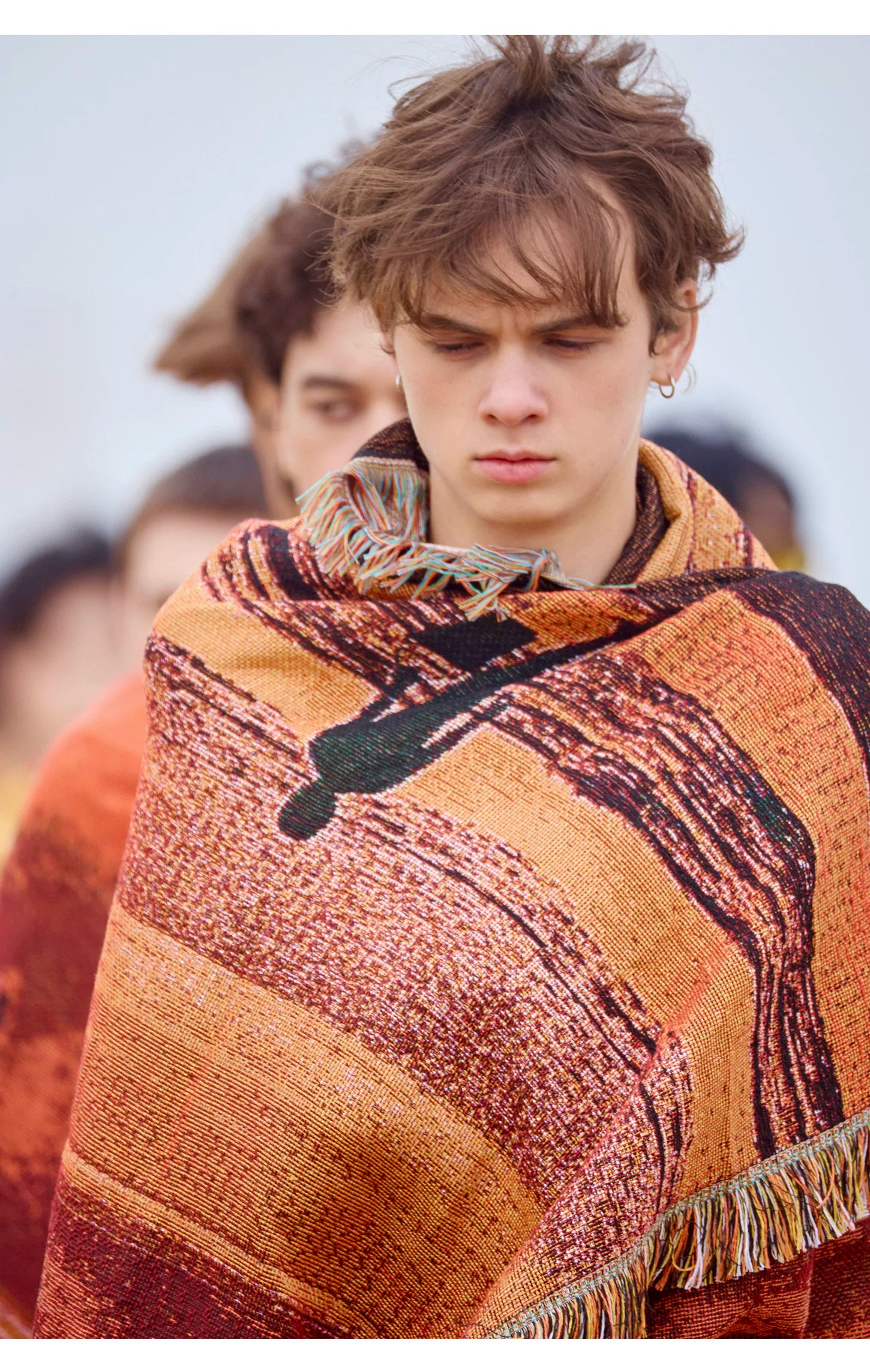 Sunset Print Tassel Throw Blanket for Outdoor Camping