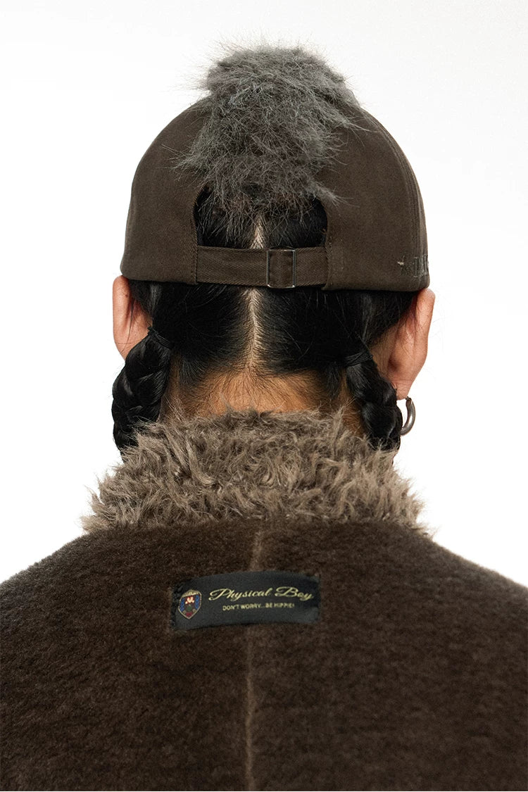 Vintage Punk Distressed Mohair Plush Newsboy Cap with Studs – Washed Texture