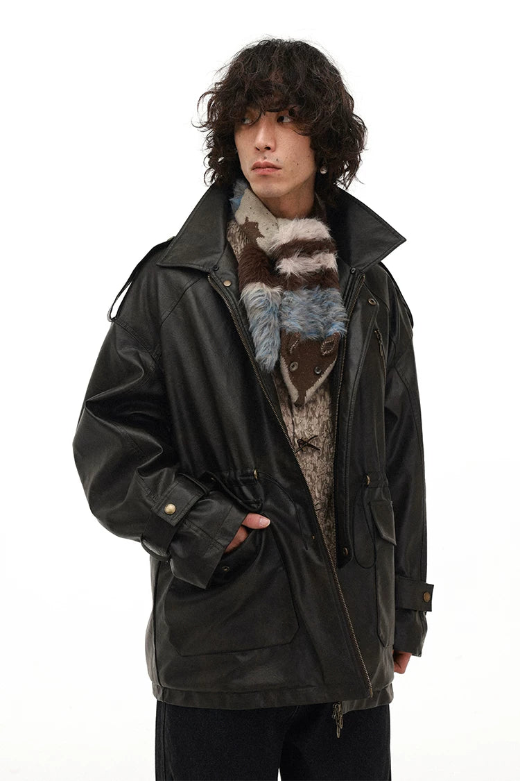 Fluffy Soft Alpaca Blend Faux Fur Fox Scarf with Coconut Buttons – Vintage Retro Style