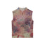 New Chinese Style All-Over Print Pleated Mock Neck Sleeveless Tank Top