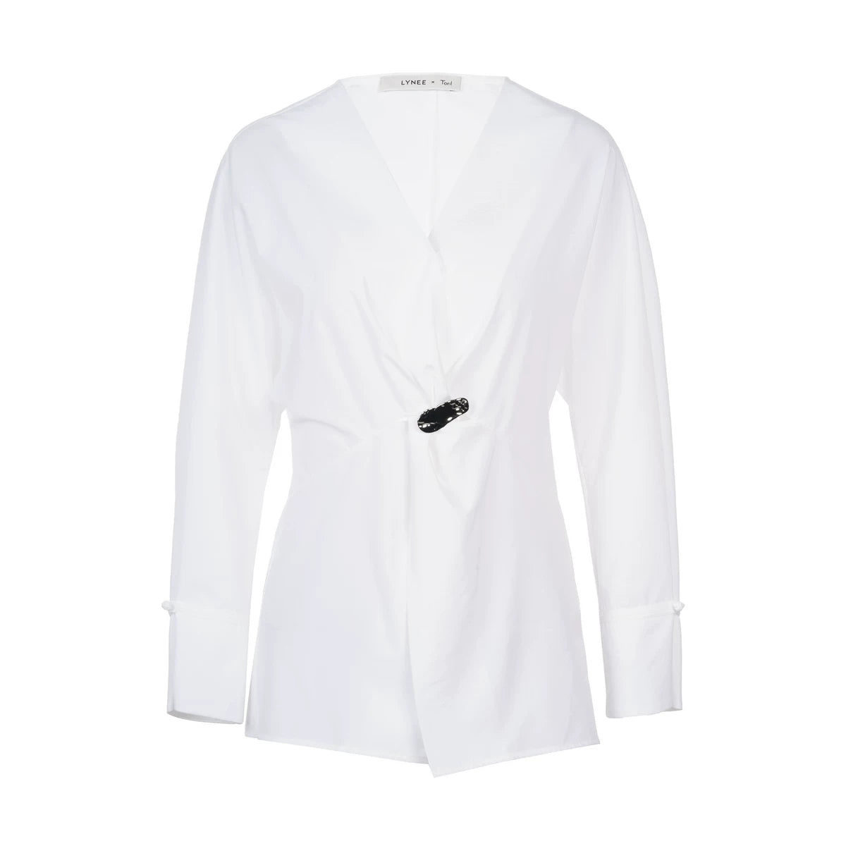 French V-Neck Waist-Cinching Blouse Main image