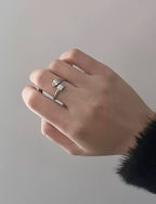 Twin Serpent Silver-Plated Adjustable Ring