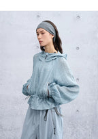 Summer Loose Casual Hooded Jacket with Drawstring Waist