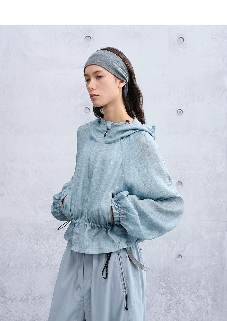 Summer Loose Casual Hooded Jacket with Drawstring Waist