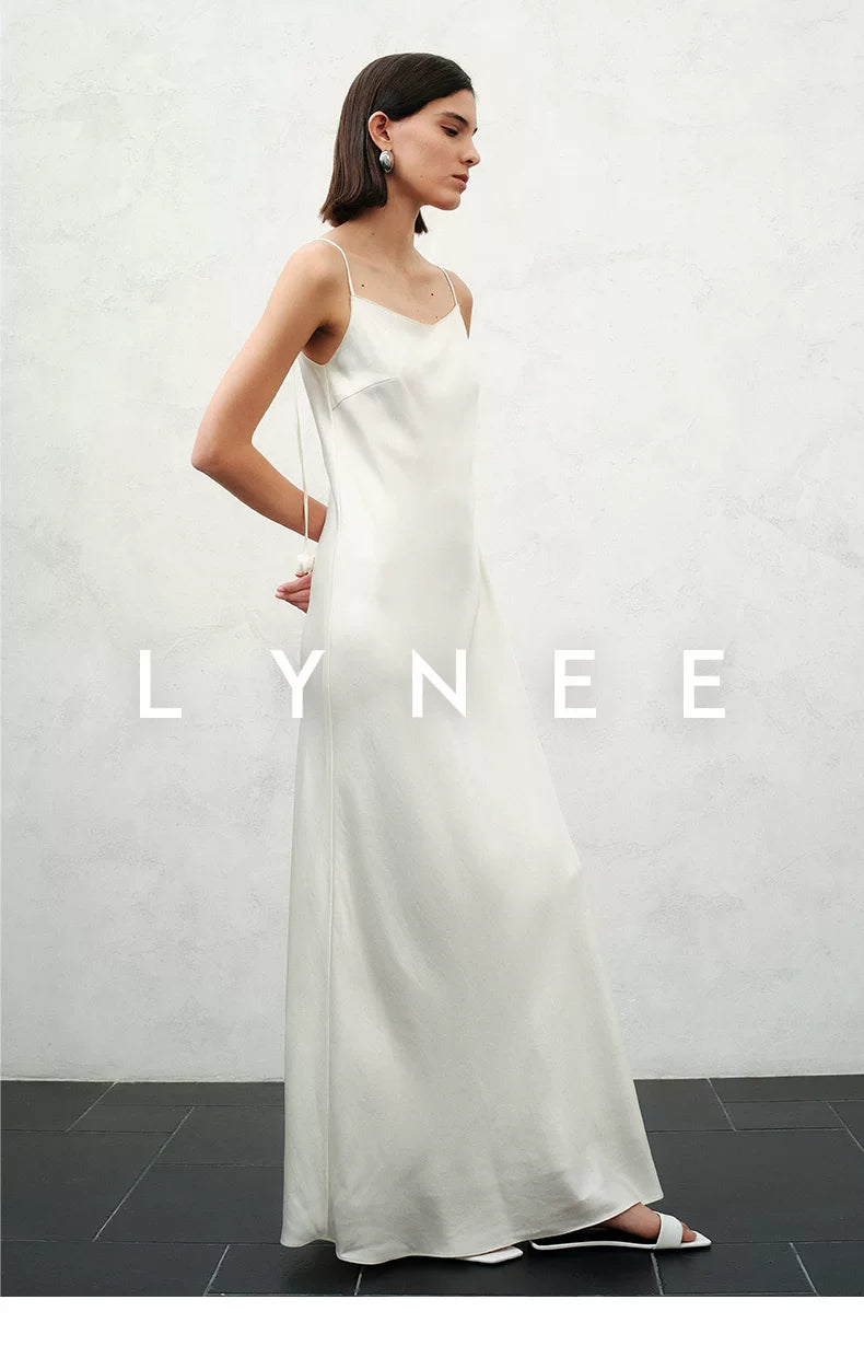 Silky Acetate Satin Slip Dress-Dress Length (Extended)