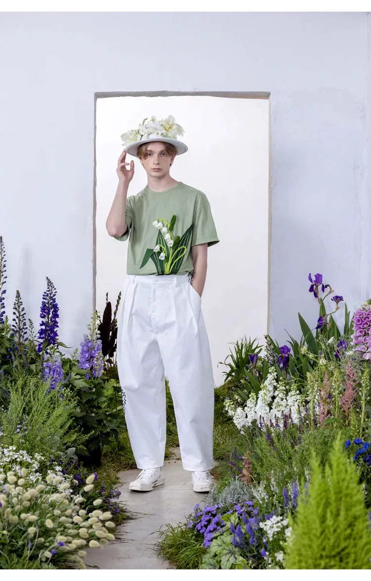 Bellflower Vine Handmade Crochet Appliqué T-Shirt