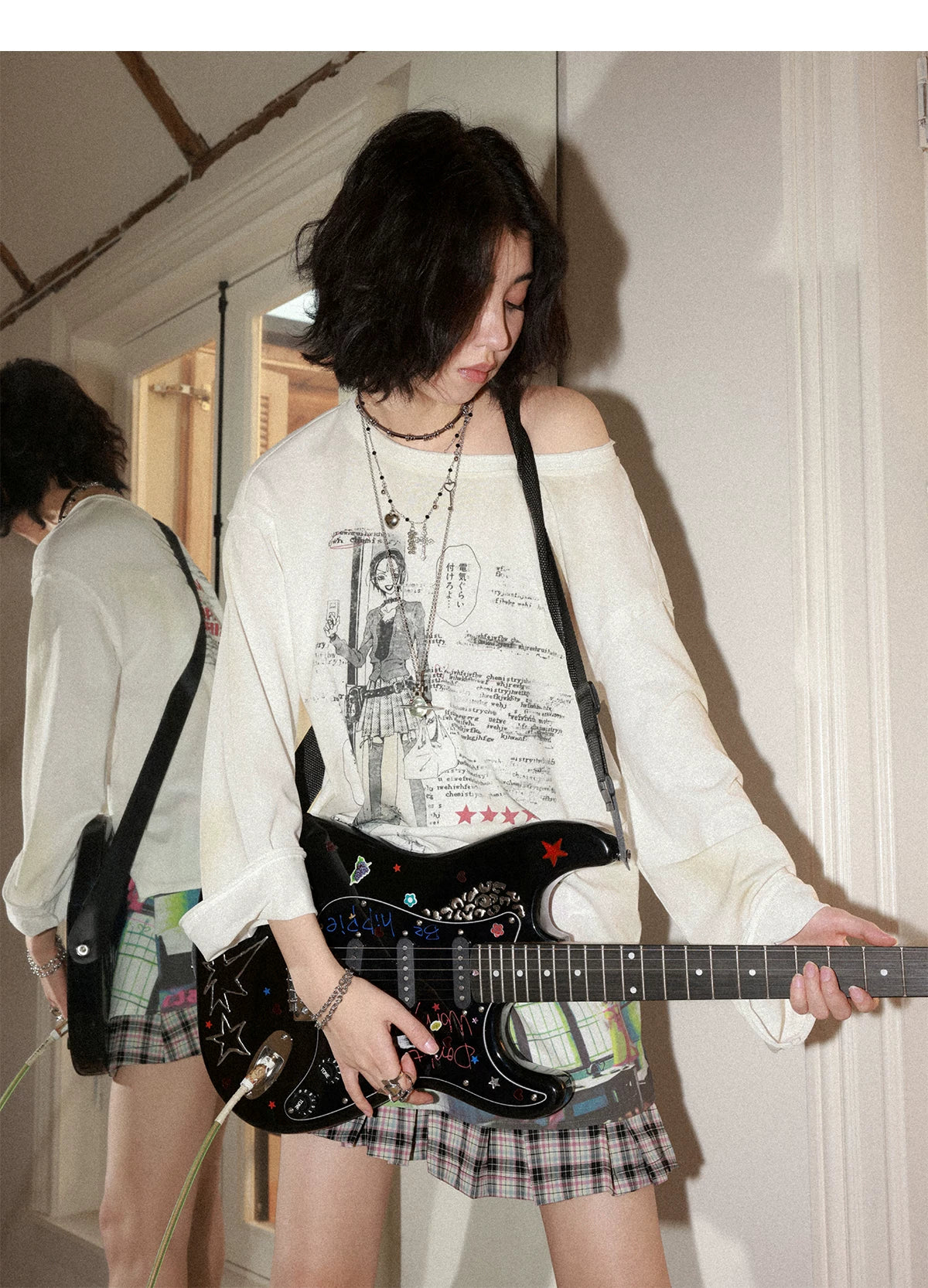 NANA Collaboration Vintage Loose Fit Graphic Long Sleeve T-Shirt