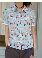 Playful Pet Lace Trim Short Sleeve Shirt