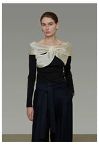 Spliced Off-Shoulder Knit Top