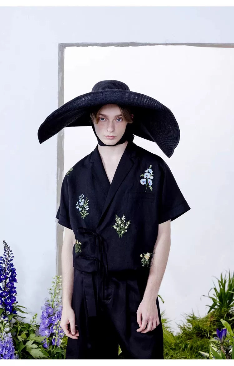 Botanical Embroidered Oversized Shirt