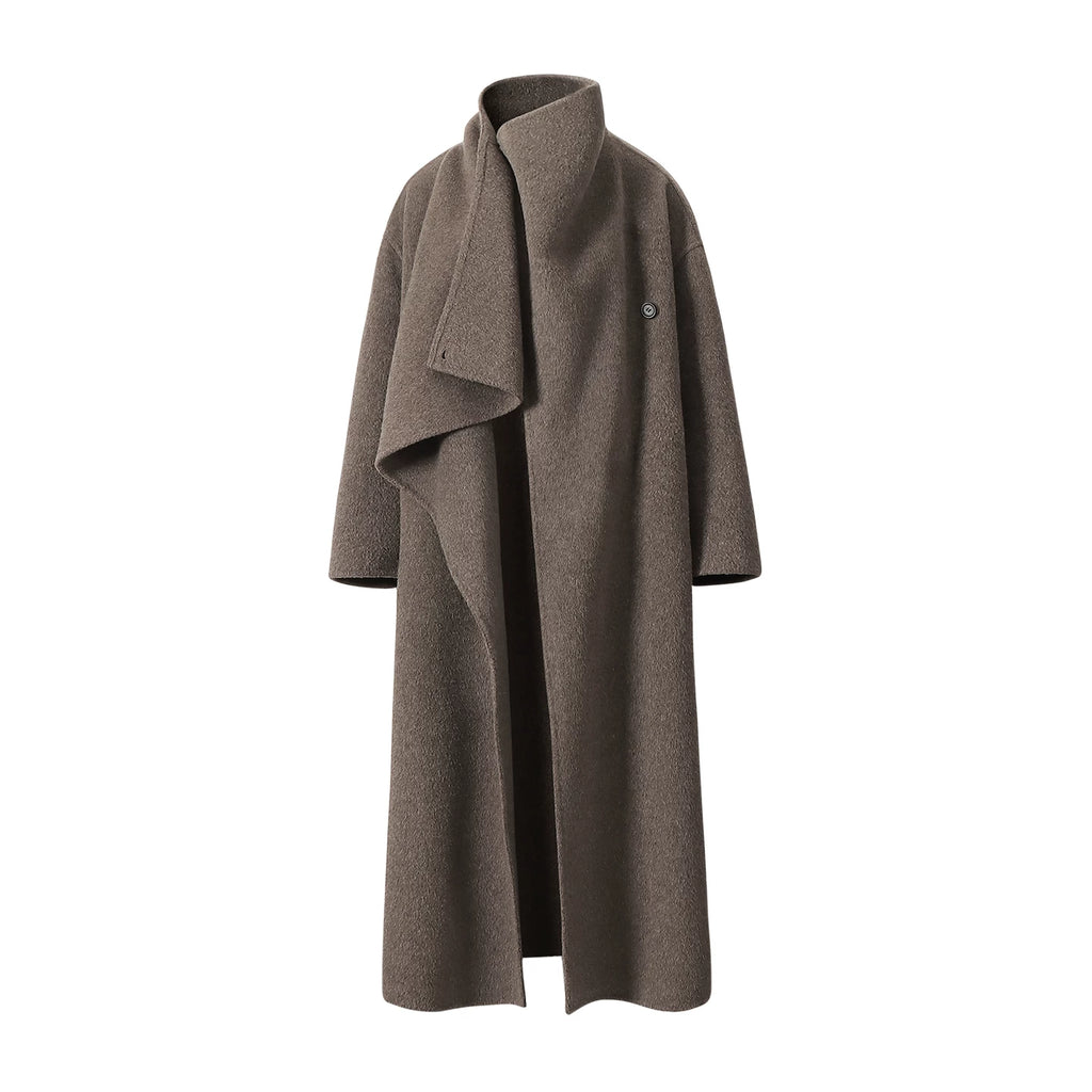 Premium Winter Stand-Collar Long Wool Coat