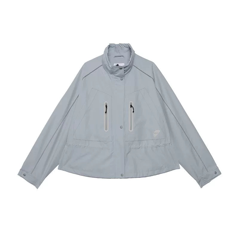Relaxed Fit Stand Collar Boxy Lightweight Outdoor Jacket – Short Cropped Style