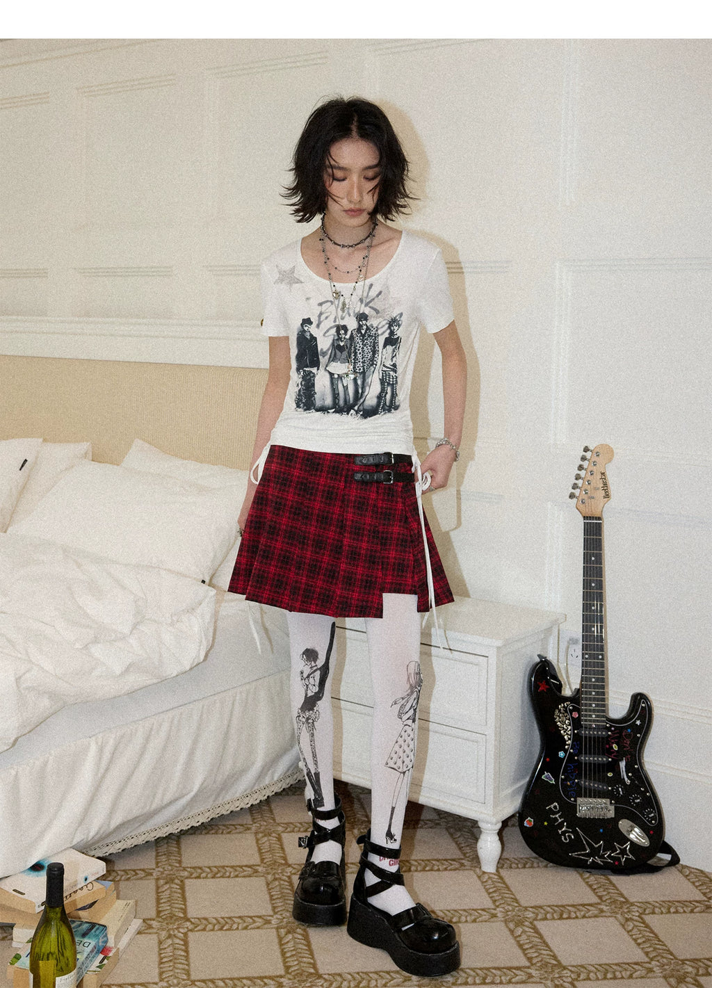 NANA Collaboration Portrait Graphic Drawstring Cropped T-Shirt