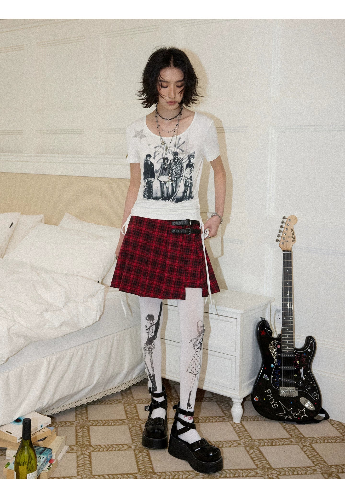 NANA Collaboration Portrait Graphic Drawstring Cropped T-Shirt
