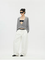 Deep V-Neck 100% Merino Wool Lightweight Cardigan