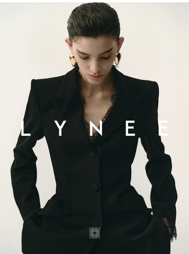 Acetate Lace Waist-Cinching Blazer
