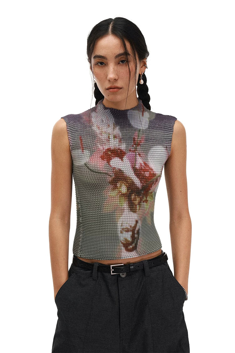 Floral Fitted Cropped Tank Top