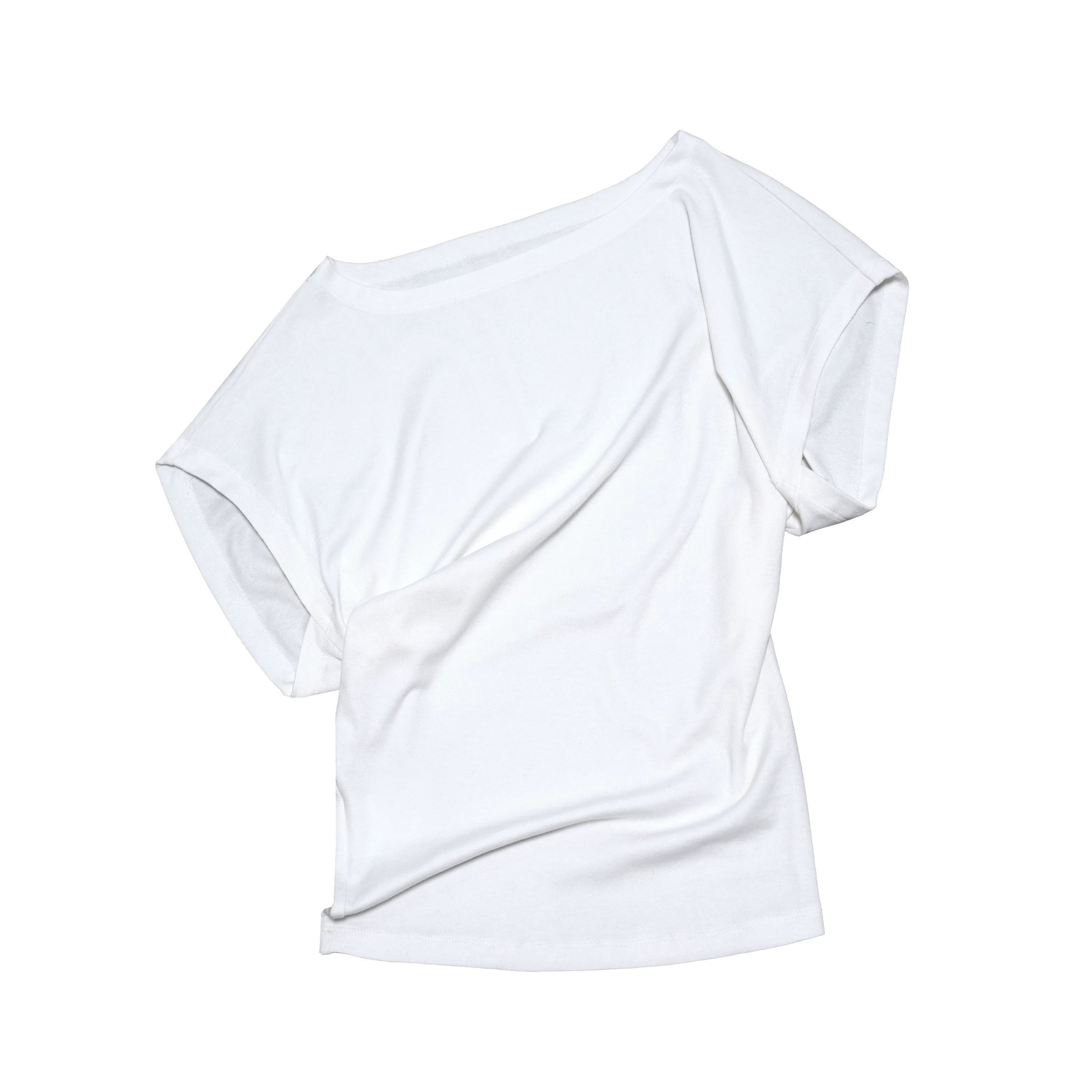 Classic Loose-Fit Asymmetric Shoulder Tee in Four Colors
