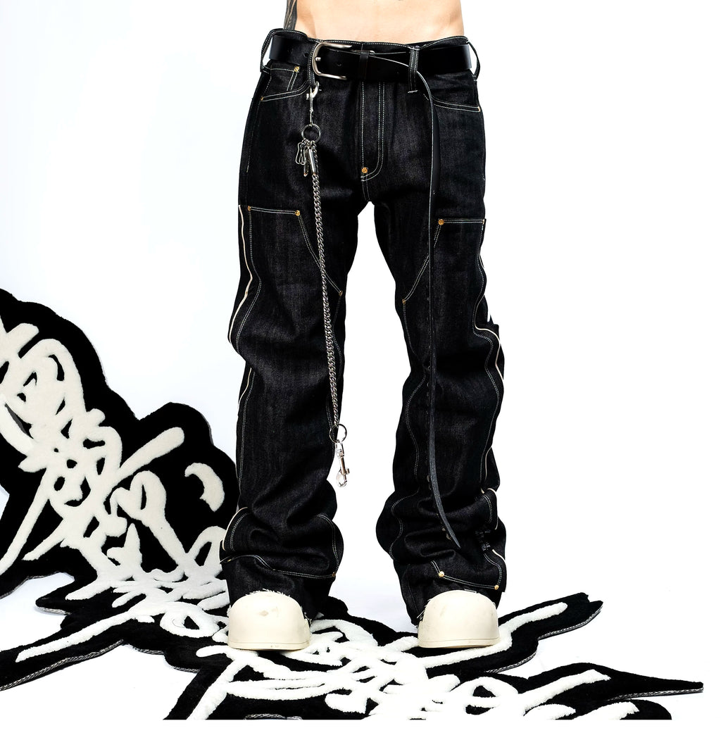 FVVO Red Selvedge Embroidered Raw Denim Jeans